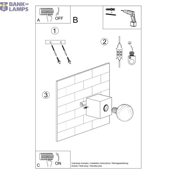 ARIZ CONCRETE WALL LAMP E27 1X60W IP20 image 3
