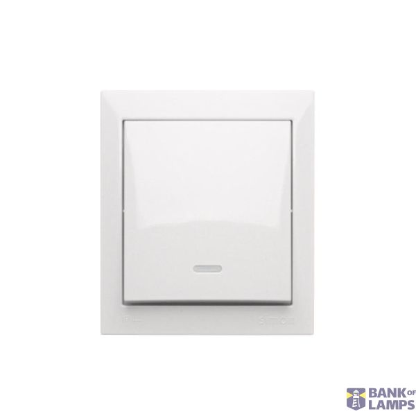 Single contact push button illuminated without pictogram IP44, 10AX, white image 1