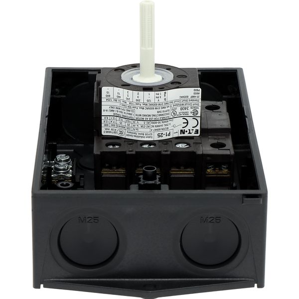 P1-25/I2/SVB-SW/N Main switch, P1, 25 A, surface mounting, 3 pole + N, STOP function, With black rotary handle and locking ring, Lockable in the 0 (Off) position image 41
