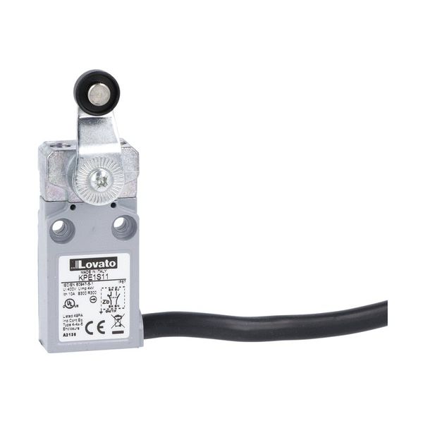 Prewired with 2m long cable metal limit switch, K series, roller lever plunger. Contacts 1NO+1NC slow action image 1