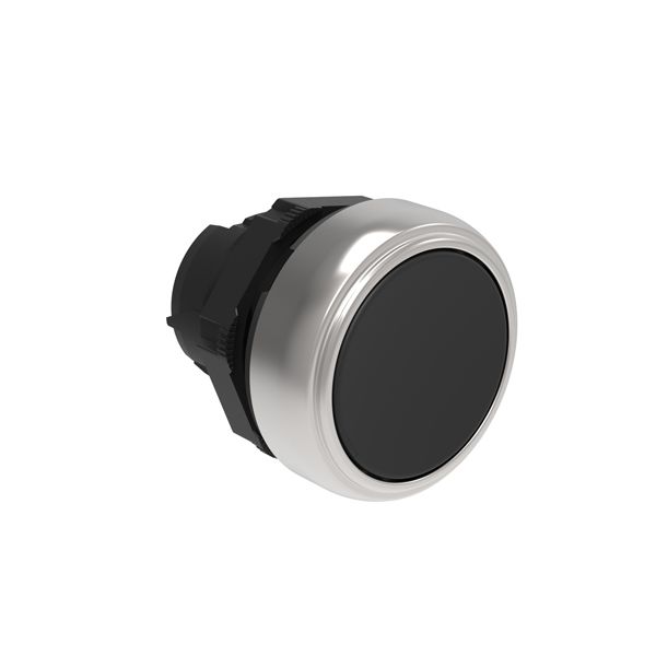 Push-Push button actuator Ø22mm Platinum series chromed plastic, flush. Push ON-Push OFF, black image 1