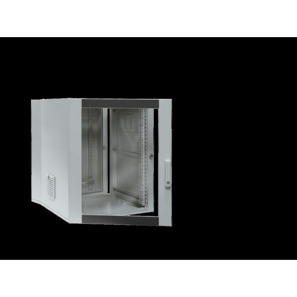 Wall-mounted enclosure 3-part, pre-configured with: Solid gland plate, top, with brush strip at the bottom, mounting rails, C rails, outlet filter, earth rail, wall-mounting bracket image 2