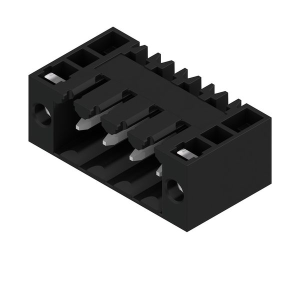PCB plug-in connector, male header, Flange, THT solder connection, 3.50 mm, Number of poles: 4, 90°, Solder pin length (l): 4.5 mm, tinned, black, Box image 4