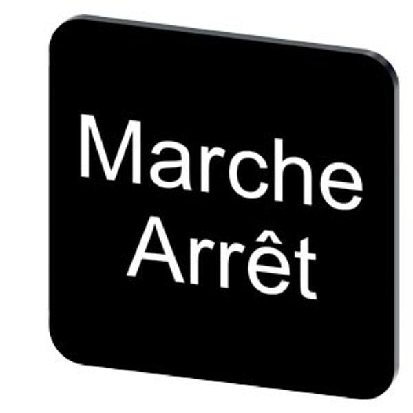 Labeling plate 22 x 22 mm, label black, labeling: Arret-Marche image 1