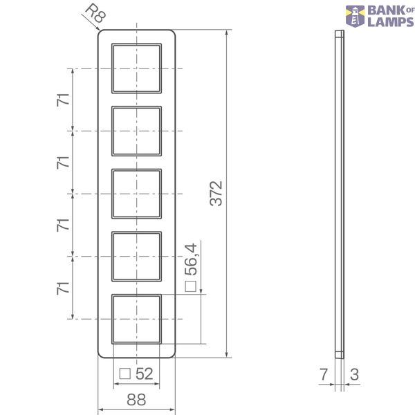 Cover frame 5-way vertical, C.8, aluminium image 2
