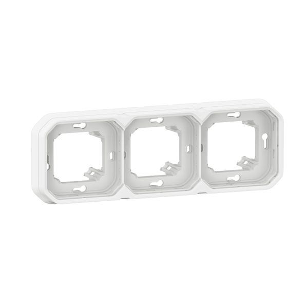 PLEXO 3 GANG HORIZONTAL AND VERTICAL FLUSH MOUNTING SUPPORT FRAME - WHITE image 1