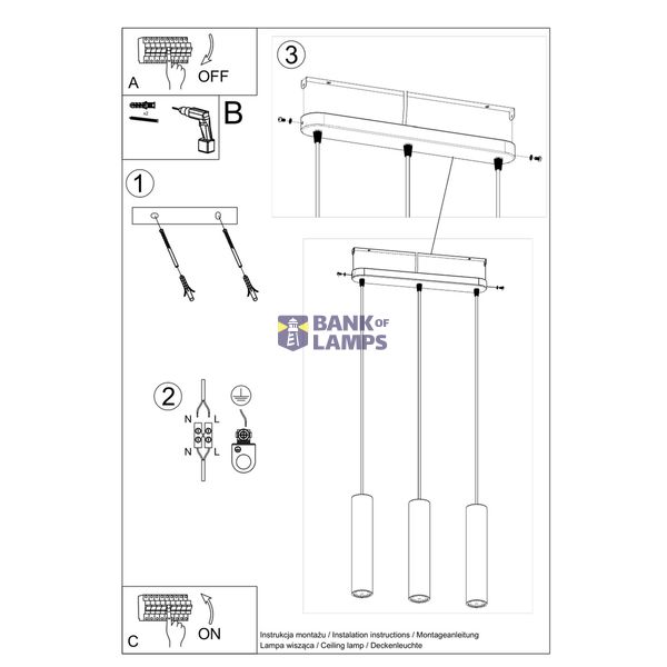 HANGING LAMP LUVO 3L GU10 3X40W IP20 image 4