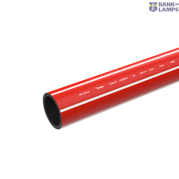 EVODUCT pipe, Standard, OD 160mm, 12m, red with white stripes, N1250, SDR17.6, RHDPE, EN 61386-24 image 1