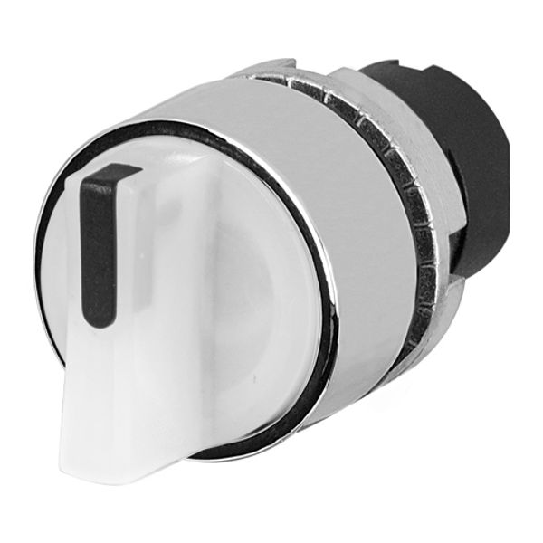 Knob selector switch, illuminated, white, 2-position, Cam A, metal image 1