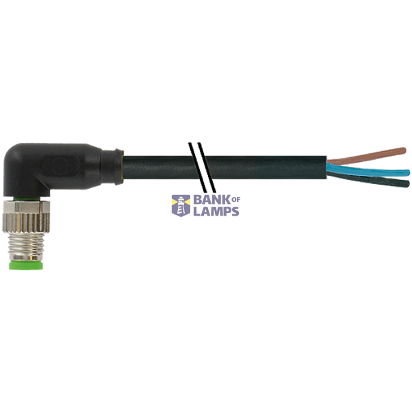 M8 male 90° A-cod. with cable PUR 3x0.25 bk UL/CSA+drag ch. 3.5m image 1