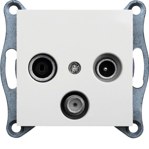 Pass-through RTV-SAT socket-white image 1