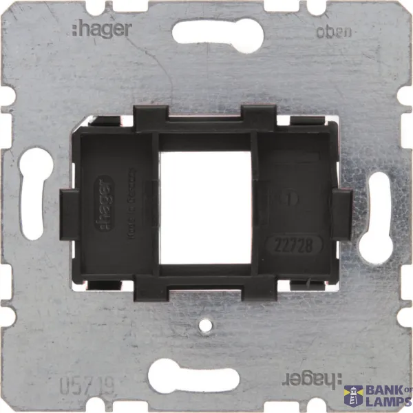 Mounting plate with black receptacle for single modular jacks, flush-mounted module insert image 1