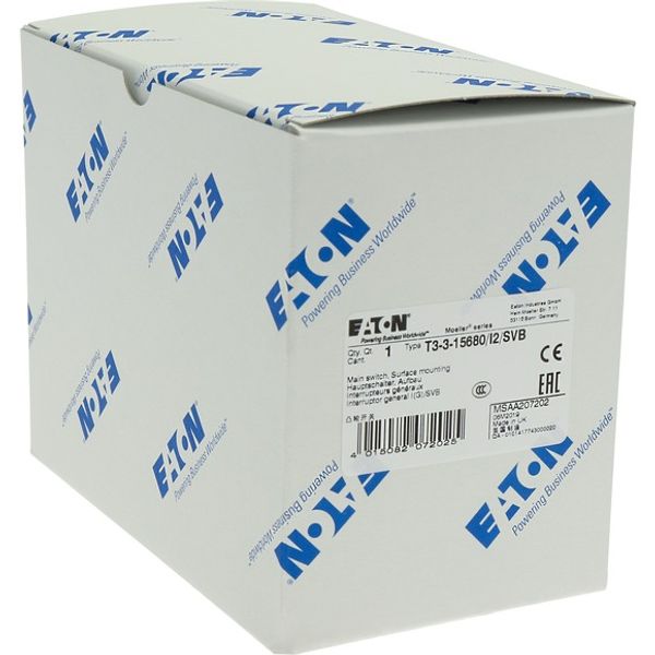T3-3-15680/I2/SVB Main switch, T3, 32 A, surface mounting, 3 contact unit(s), 3 pole + N, 1 N/O, 1 N/C, Emergency switching off function, With red rotary handle and yel image 9