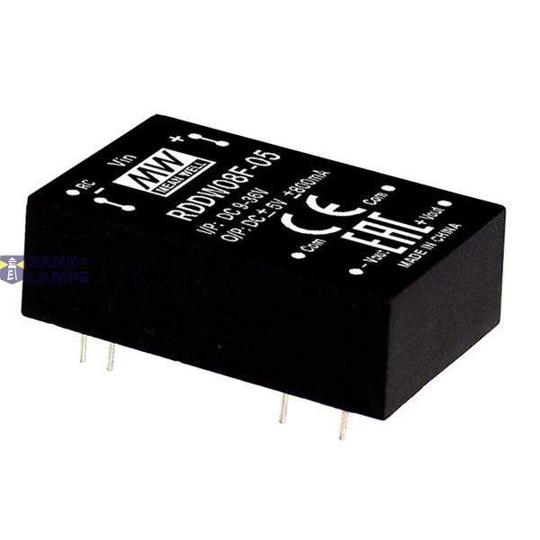 RDDW08G-05 DC/DC Converter 18-75V:+/-5V +/-800mA 8W, MEAN WELL image 1