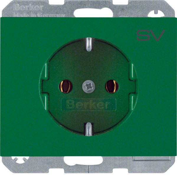 SCHUKO soc. out. "SV" imprint, K.1, green glossy image 1