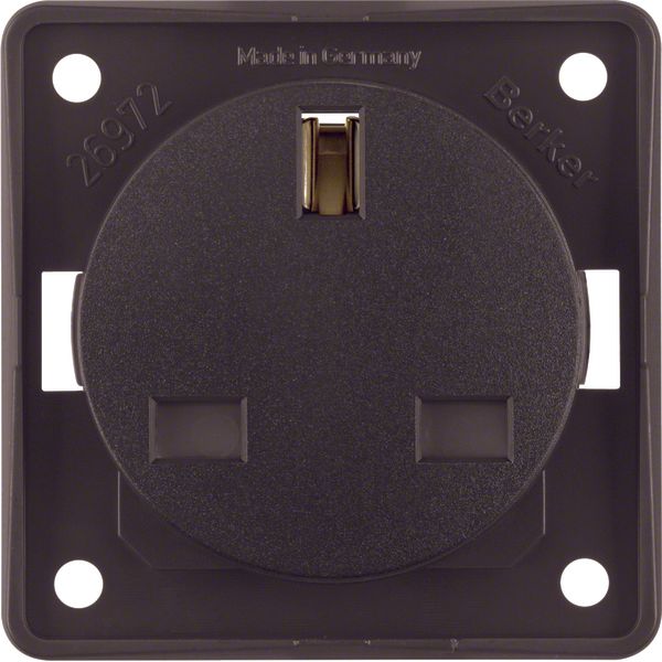 Integro Inserts-British Standard Socket with Earthing Contact, Brown M image 1