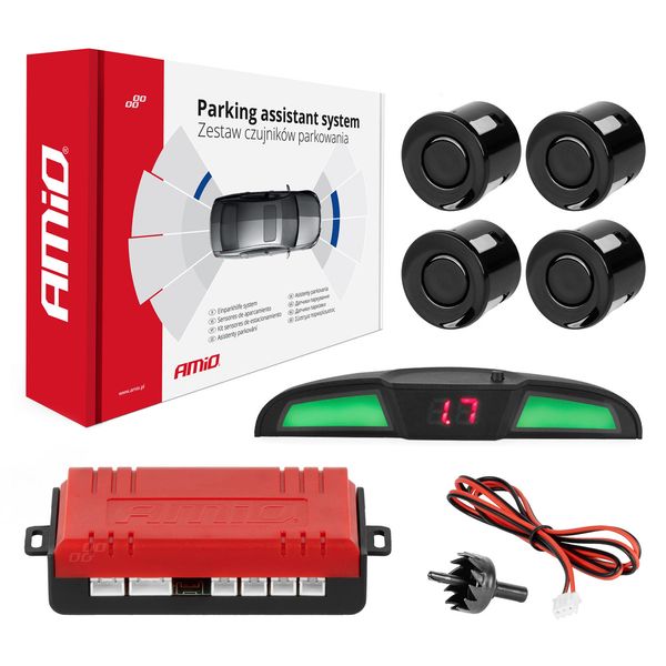 Parking assistant system LED COB 4 sensor black image 1