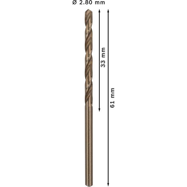 Metal drill bits HSS-Co, DIN 338 2,8 x 33 x 61 mm 10 pcs. image 2