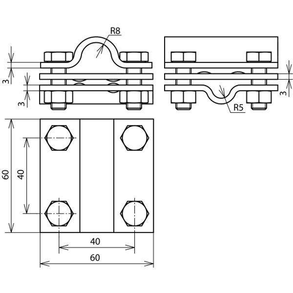 Cross unit St/tZn f. Rd 8-10/16mm - Rd 16/Fl 30mm, intermediate plate image 2