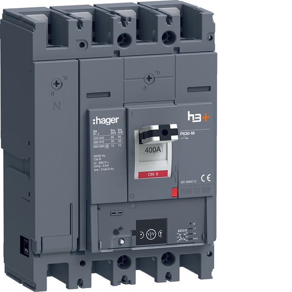 Moulded Case Circuit Breaker h3+ P630 Energy 4P4D N0-50-100% 400A 50kA image 1
