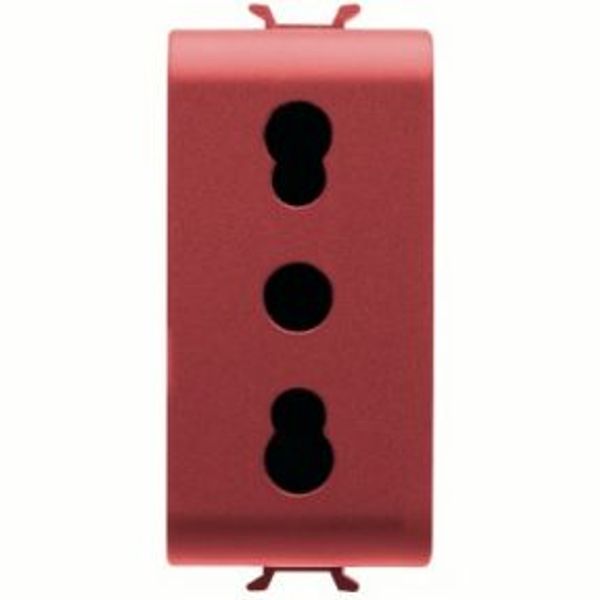 ITALIAN STANDARD SOCKET-OUTLET 250V ac - FOR DEDICATED LINES - 2P+E 16A DUAL AMPERAGE - P11-P17 - 1 MODULE - RED - ANTIBACTERIAL - CHORUSMART image 1