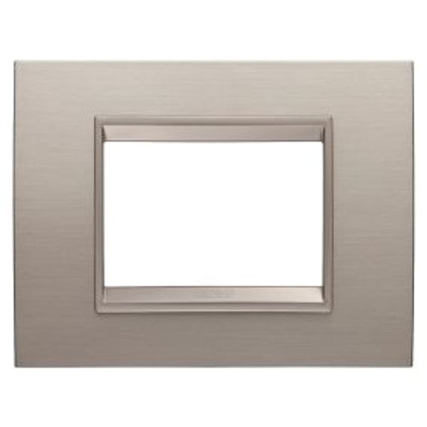LUX PLATE - IN METAL - 3 MODULES - BRUSHED ALUMINIUM - INNER FRAME MATT LIGHT BRONZE - CHORUSMART image 1