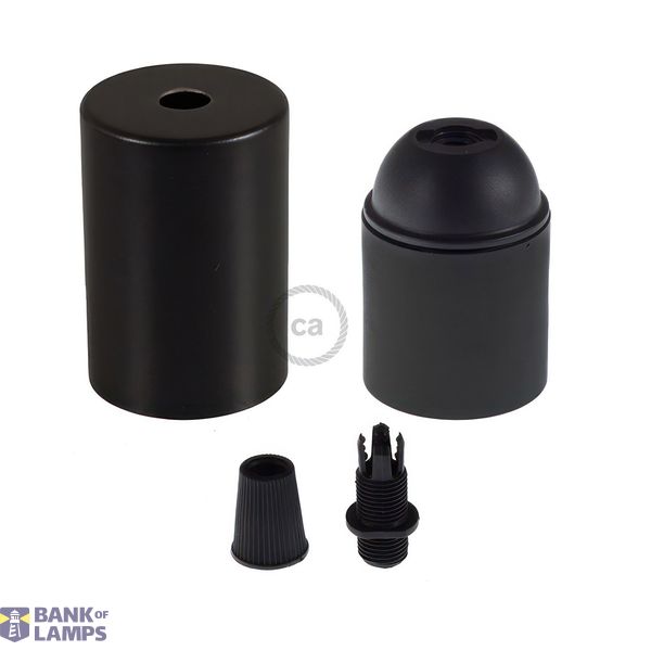 Cylindrical metal E27 lamp holder kit image 2