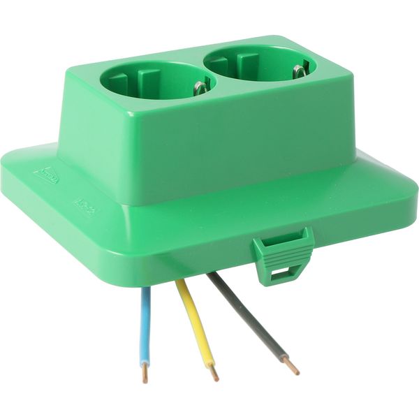 AK2-C2 Cover, integrated 2-way socket green image 1
