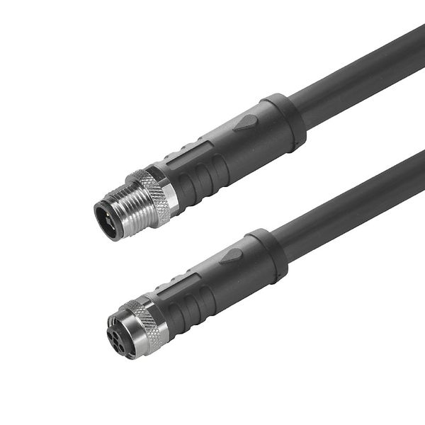 Power cable, Connecting line, M12 / M12, Number of poles : 4, 3 m, pin, straight - socket, straight, Shielded: No, Sheath material: PUR, Halogen: No image 1