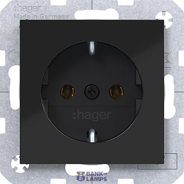 SCHUKO wall socket, push-in type, A.x/C.x, glossy night black image 1