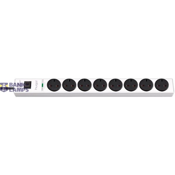 hugo! extension lead with surge protection 19.500A 8-way white 3m H05VV-F3G1,25 *GB* image 1