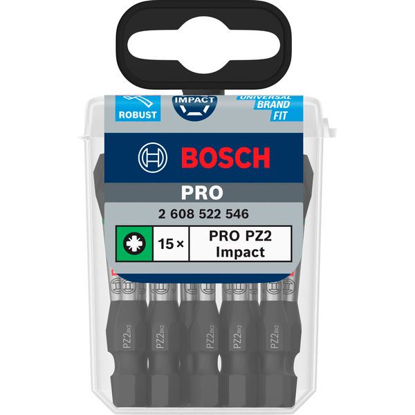 PRO Pozidriv Impact Bit, PZ2, 55 mm, 15 pcs image 2