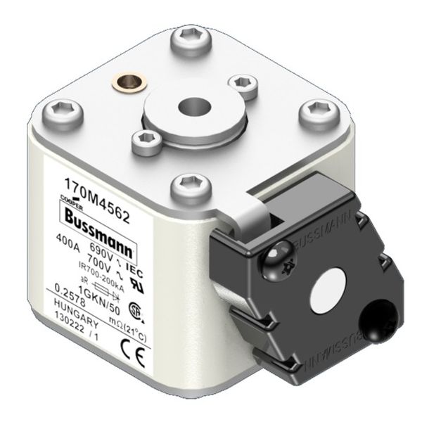 Fuse-link, high speed, 630 A, AC 690 V, size 1, 53 x 69 x 51 mm, aR, IEC, UL, single indicator image 1