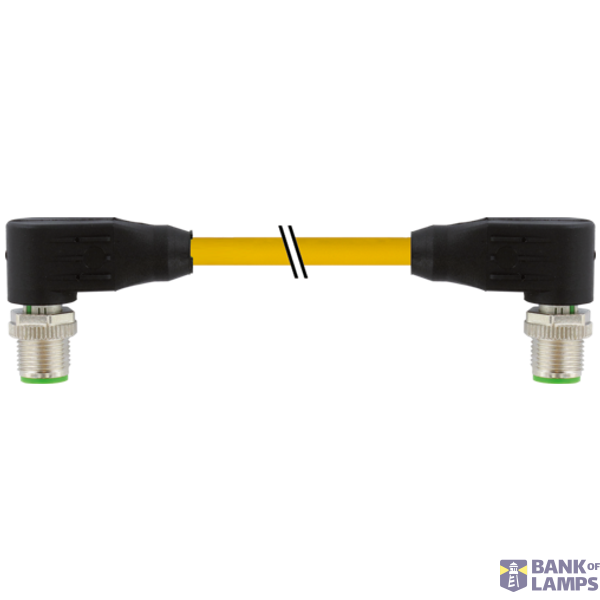 M12 male 90° / M12 male 90° D-cod. shielded PUR 1x4xAWG22 ye 1m image 1