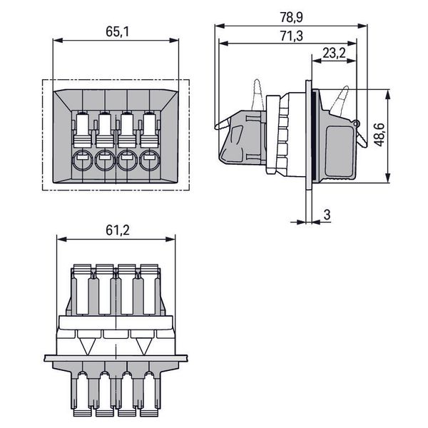 Feedthrough terminal block;lever;Plate thickness: 3 mm;gray image 4