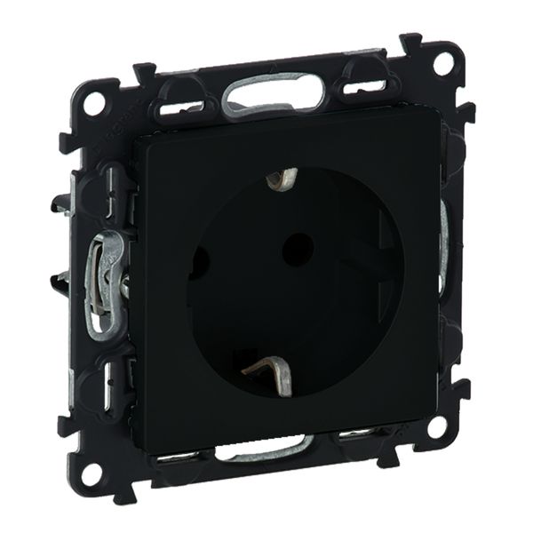 2P+E SCH WITH SHUTTERS AUTO 16A VDE MATT BLACK VALENA LIFE image 1