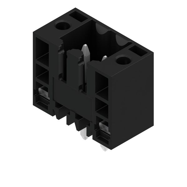 PCB plug-in connector, male header, Flange, THT solder connection, 3.50 mm, Number of poles: 2, 180°, Solder pin length (l): 4.5 mm, tinned, black, Box image 4