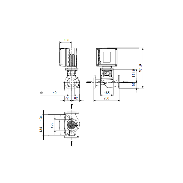 In-line circulator pump TPE2 40-150-N-A-F-A-BQQE 3x400V PN6/10 image 2