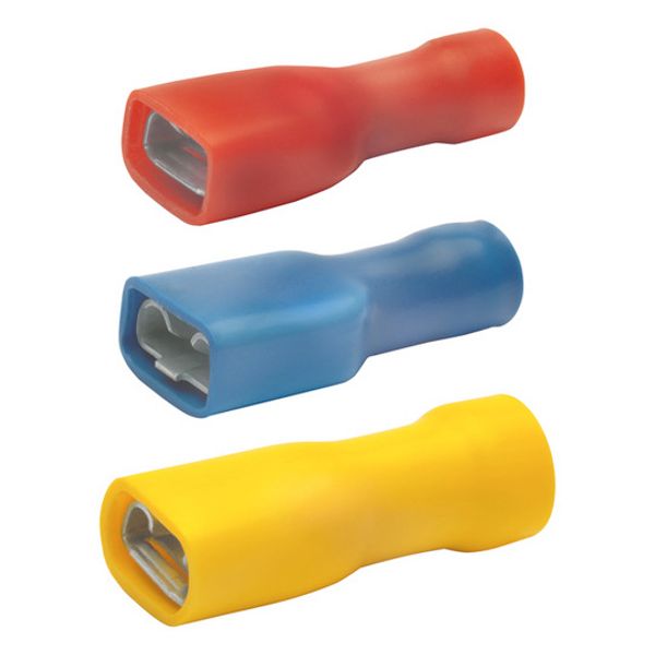 Insulated flat plug sleeve, 4.8 x 0.8 mm, 0.5 to 1.0 mm², AWG 20 to 18, brass, tin-plated, red, 8203V image 1