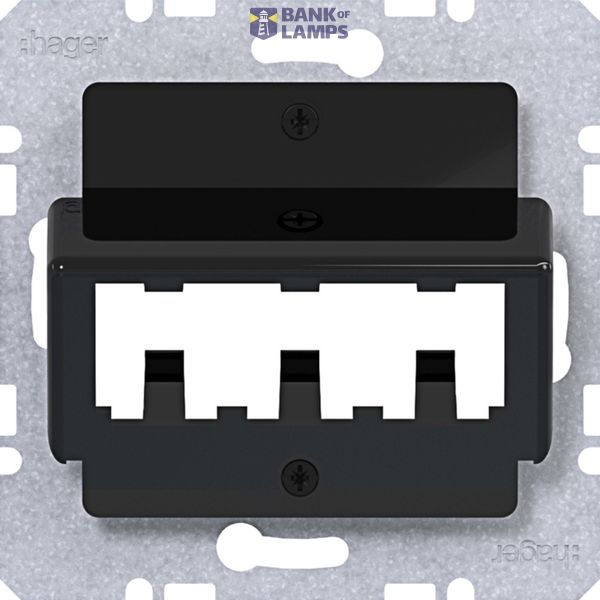 Central plate for 3 MINI-COM modules, A.x/C.x/S.x/B.x/Q.x/K.x, black glass. image 1