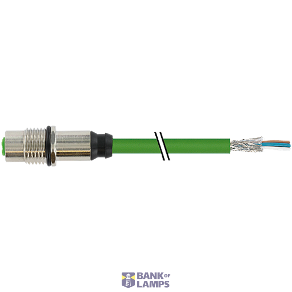 M12 female recept. D-cod. shielded rear PUR 1x4xAWG22 gn 16m image 2
