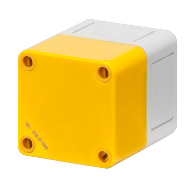 Polycarbonate push-button enclosure 65x65x81, undrilled, yellow image 1