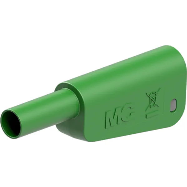 4 mm plug, solder connection, 1.0 mm², CAT II, CAT III, green, 66.2019-25 image 1