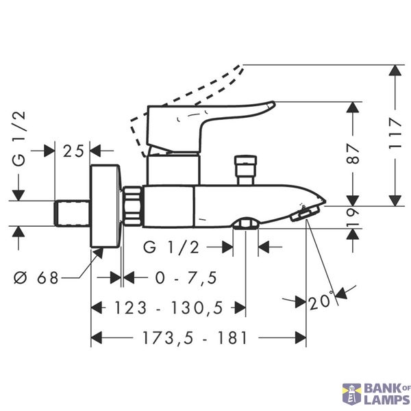 Metris bath mixer, chrome image 2