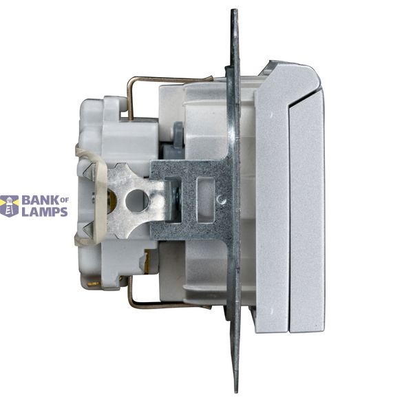 Socket outlet, flap cover, screw clamps, silver image 1