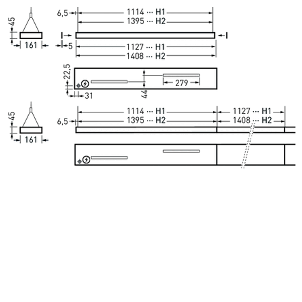 Suspended luminaires Opendo H Lens Aluminium ETDD 52W 6400lm Wide reduced glare UGR19 (W19) IK03 3 SDCM image 1