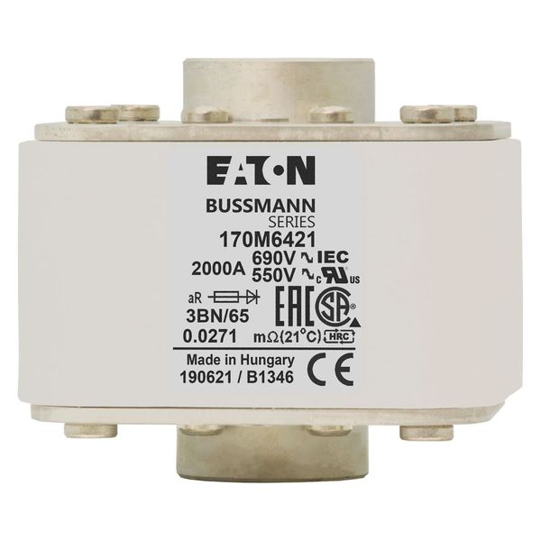 Fuse-link, high speed, 800 A, AC 1250 V, 2 x size 3, 74 x 177 x 95 mm, aR, IEC, single indicator image 12