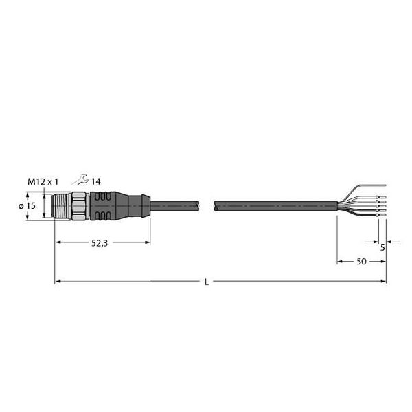 Actuator and Sensor Cable, PUR Connection Cable   RSSV4.5T-5/TXY3013 image 1