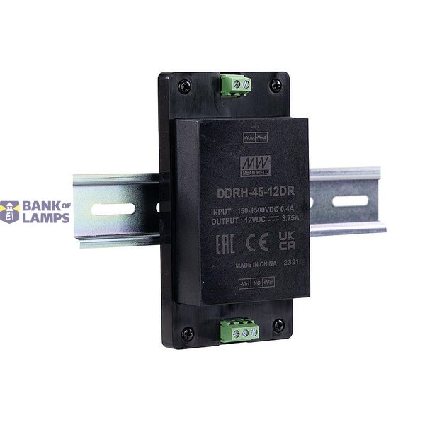 Mean Well DDRH-45-12DR DIN rail DC/DC converter (DIN rail) 12 V/DC Number of outputs: 1 x Contents 1 piece. image 1