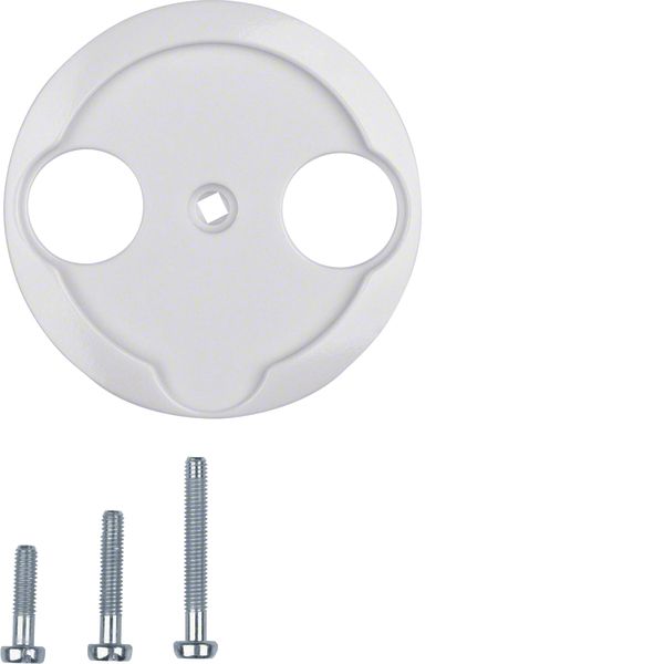 Centre plate for aerial soc. 2hole, 1930/glass, p. white glossy image 1